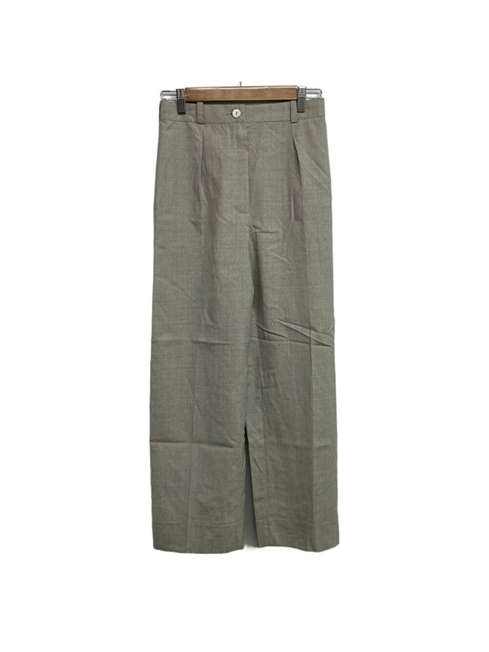 Chanel Pants M Light Gray Full Length Tackpants Coco Buttons